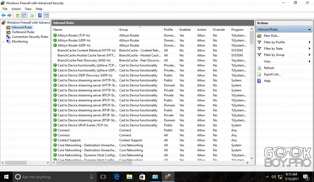 windows firewall Inbound Rules windows firewall Inbound Rules