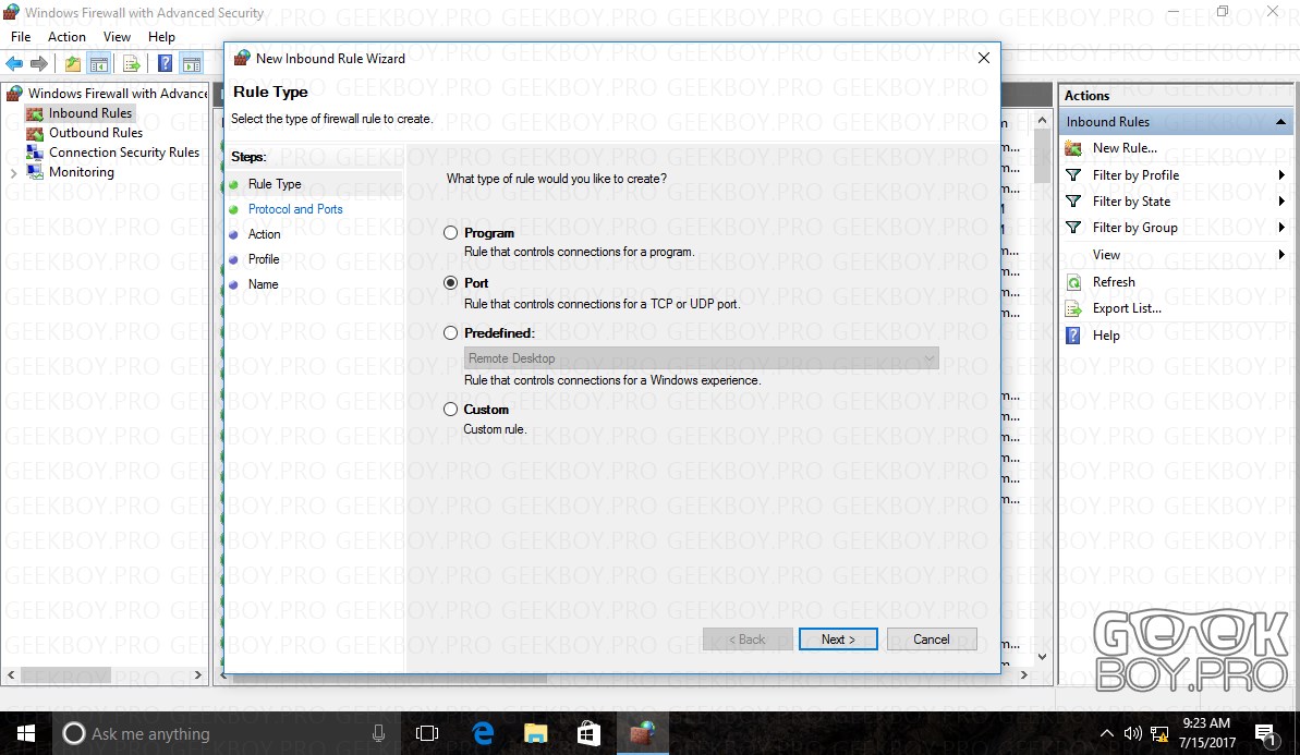 windows firewall New Rule windows firewall New Rule