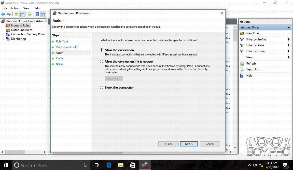 windows firewall Allow the connection windows firewall Allow the connection